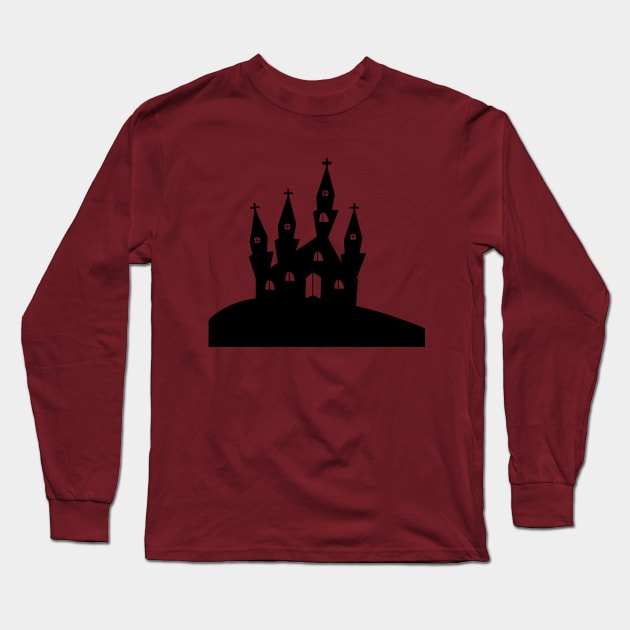 Church Cross Hill Landscape Silhouette Halloween Long Sleeve T-Shirt by SWEIRKI